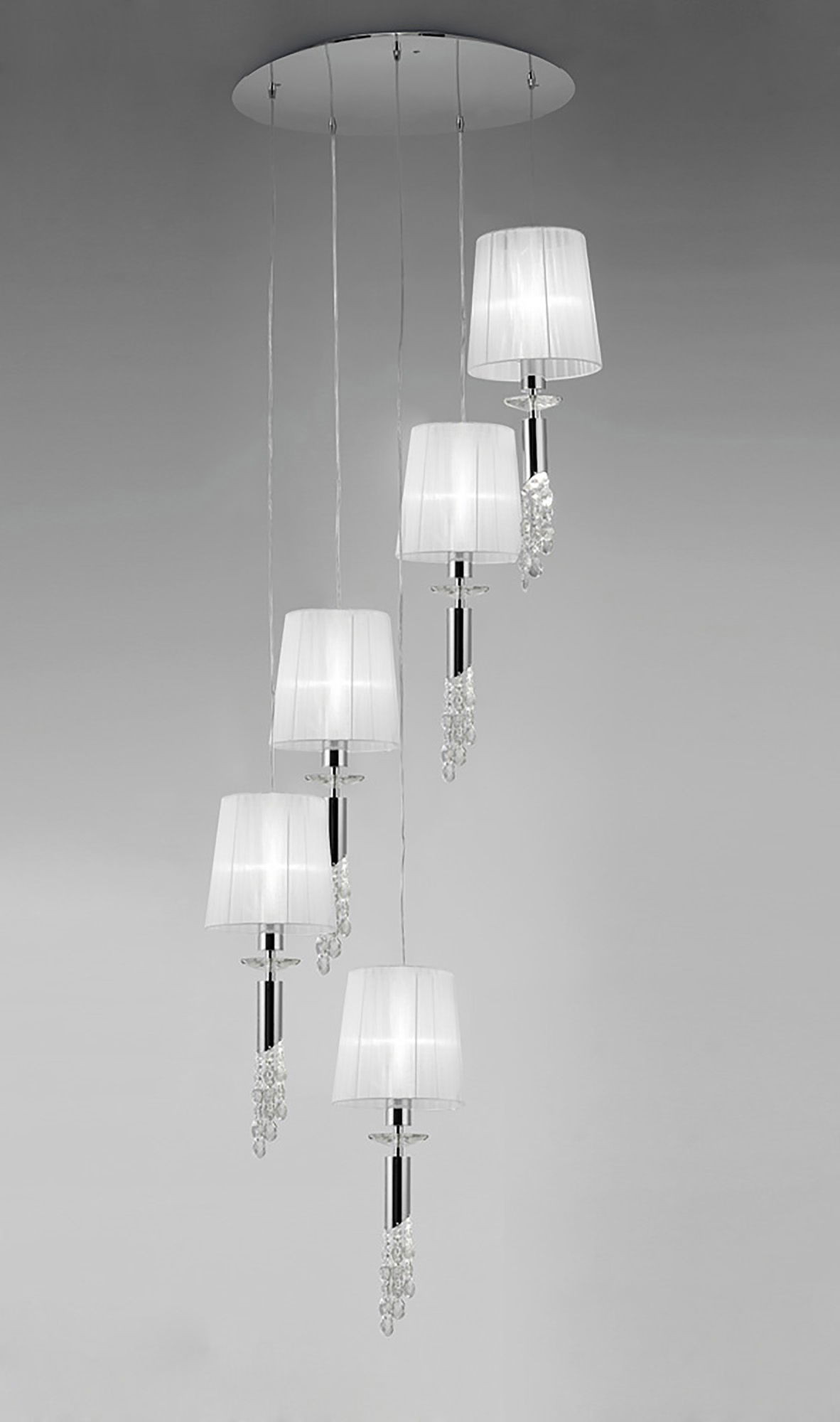 Tiffany Polished Chrome-White Crystal Ceiling Lights Mantra Statement Crystal Fittings